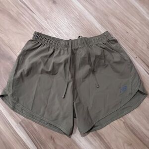 New Balance Women Olive Green Running Shorts Perforated Sides Athletic medium v2